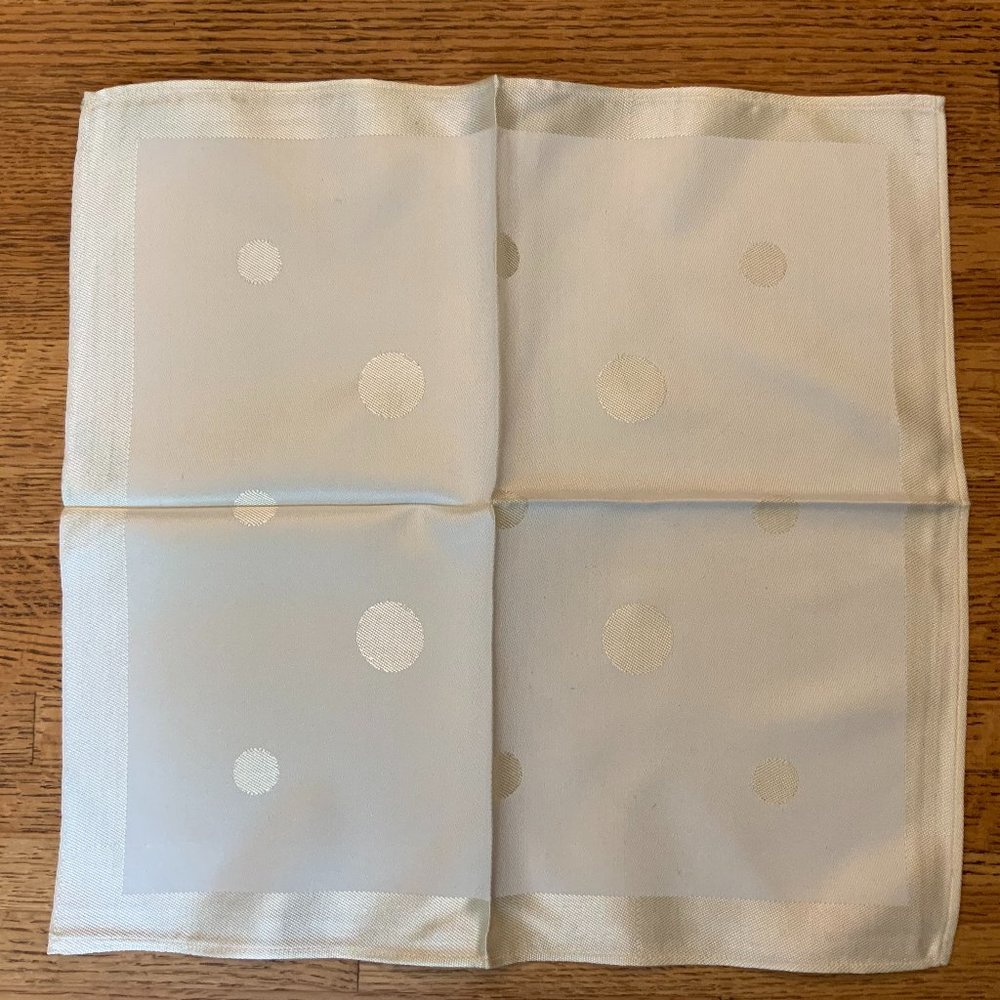 Set of 6 Vintage Dinner Napkins Cream With Dots